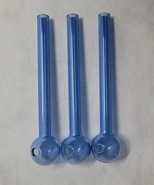 6" Blue Glass Oil Burner Pipes - Set of 3