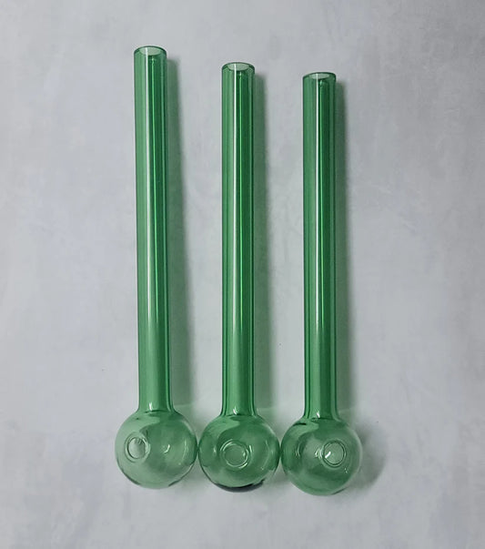 6" Green Glass Oil Burner Pipes - Set of 3