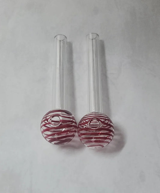 4" Red Swirl Glass Oil Burner Pipes - Set of 2