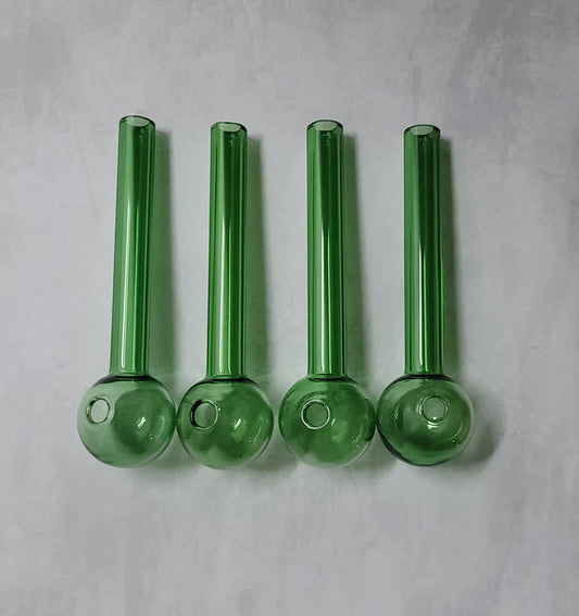 4" Green Glass Oil Burner Pipes - Set of 4