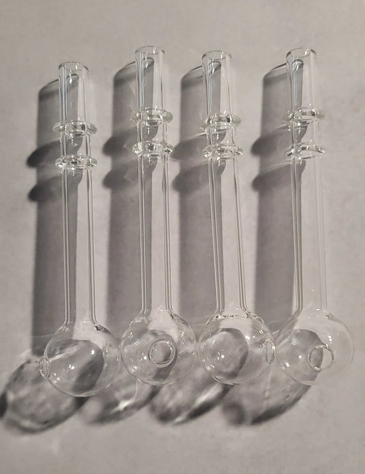 5" Clear Dual Ring Glass Oil Burner Pipes - Set of 2