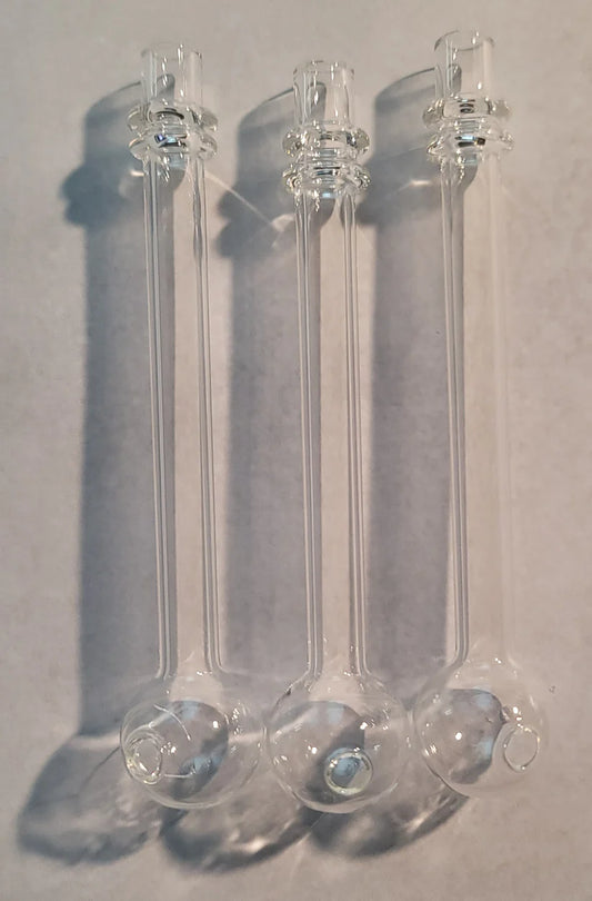 6" Clear Dual Ring Glass Oil Burner Pipes - Set of 3